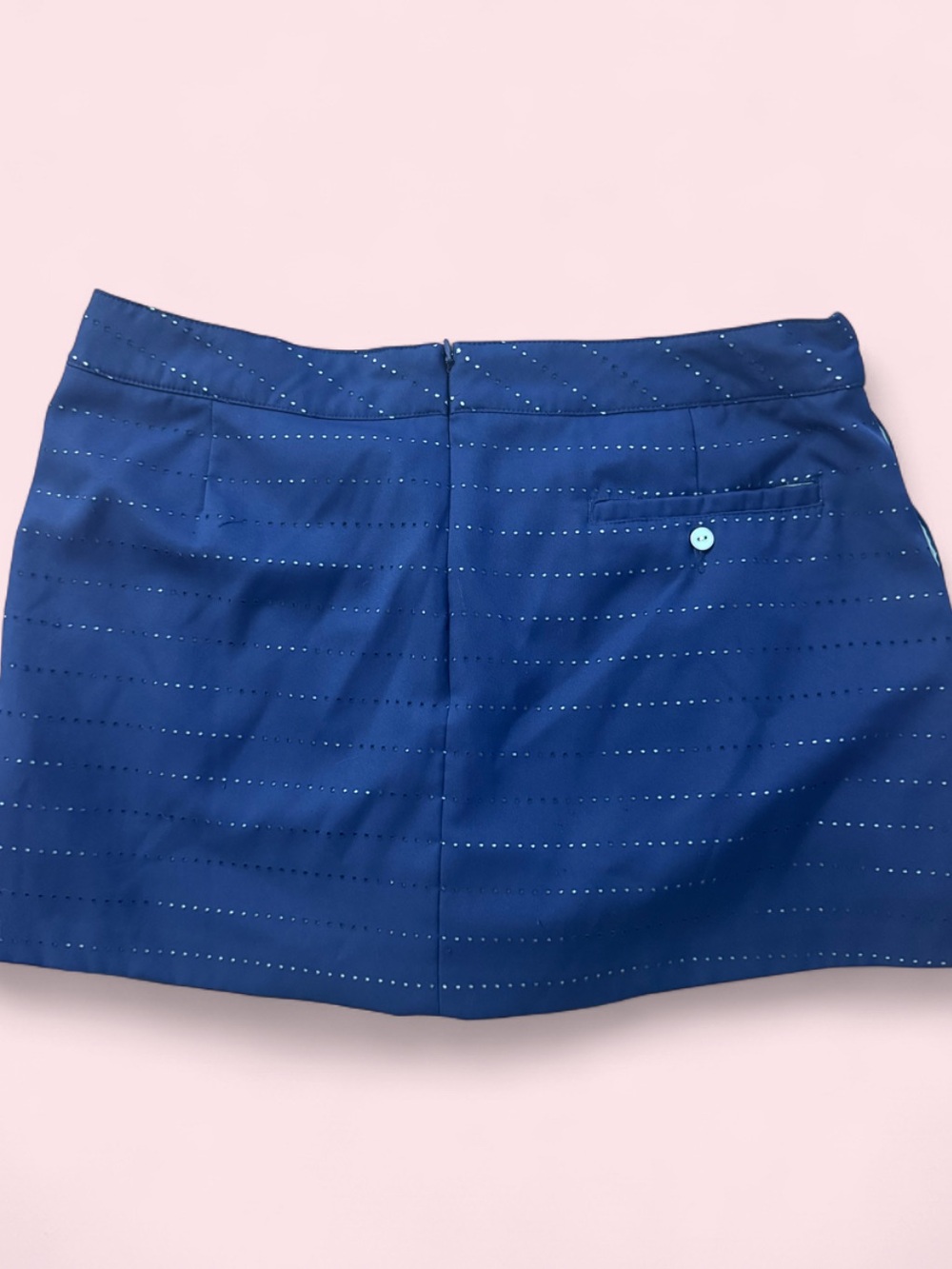 Lady Hagen Navy Blue Mini Skirt with Subtle Pin Dots